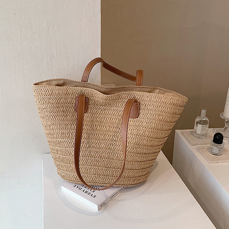 Luxury Beach Bags Ysl - ผู้หญิงขนาดใหญ่ความจุไหล่กระเป๋าฤดูร้อนฟางทอตะกร้ากระเป๋าถือแฟชั่นหญิง Luxury Designer กระเป๋าชายหาดบาหลี Shopper Tote