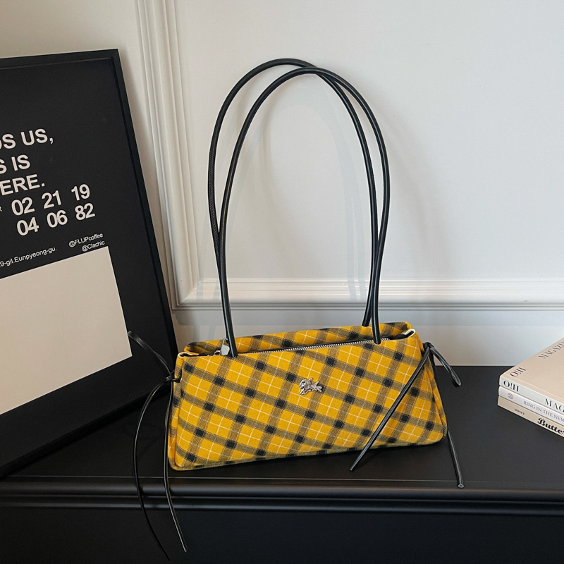 Luxury Bags That Are Affordable - กระเป๋าถือแฟชั่นลายสก็อตไมโครไฟเบอร์พร้อมซิปและโบว์ ดีไซน์หรูหราแต่ราคาเข้าถึงได้ กระเป๋าสะพายไหล่คุณภาพสูง ปี 2026