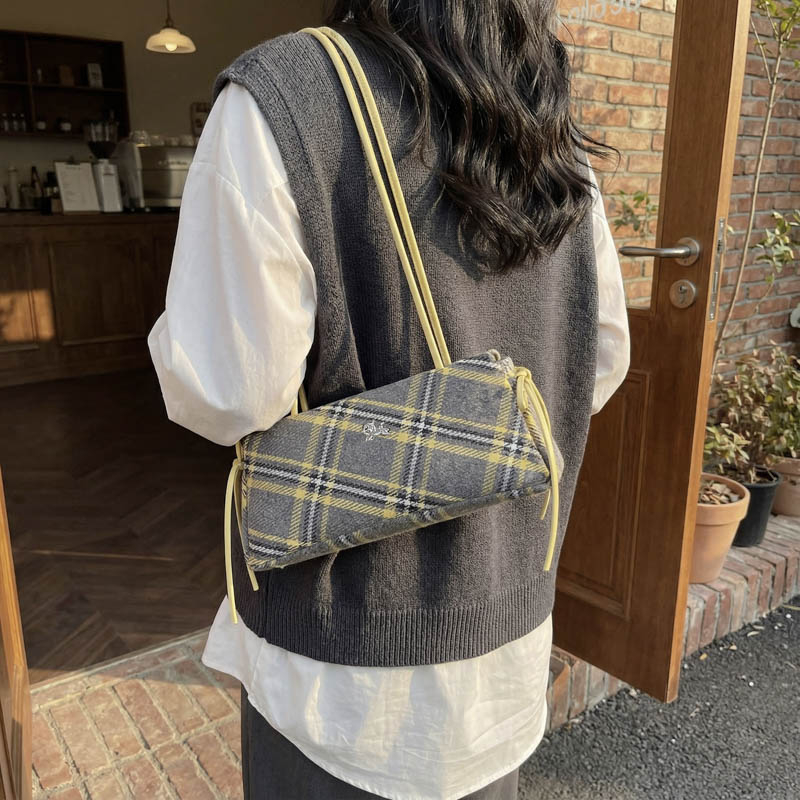 Luxury Bags That Are Affordable - กระเป๋าถือแฟชั่นลายสก็อตไมโครไฟเบอร์พร้อมซิปและโบว์ ปี 2026 กระเป๋าสะพายคุณภาพสูง ดีไซน์หรูหรา ราคาไม่แพง