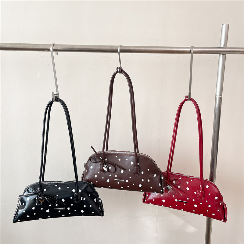 Luxury Bags That Are Affordable - กระเป๋าสะพายไหล่ PU Stars Bow Zipper รุ่นใหม่