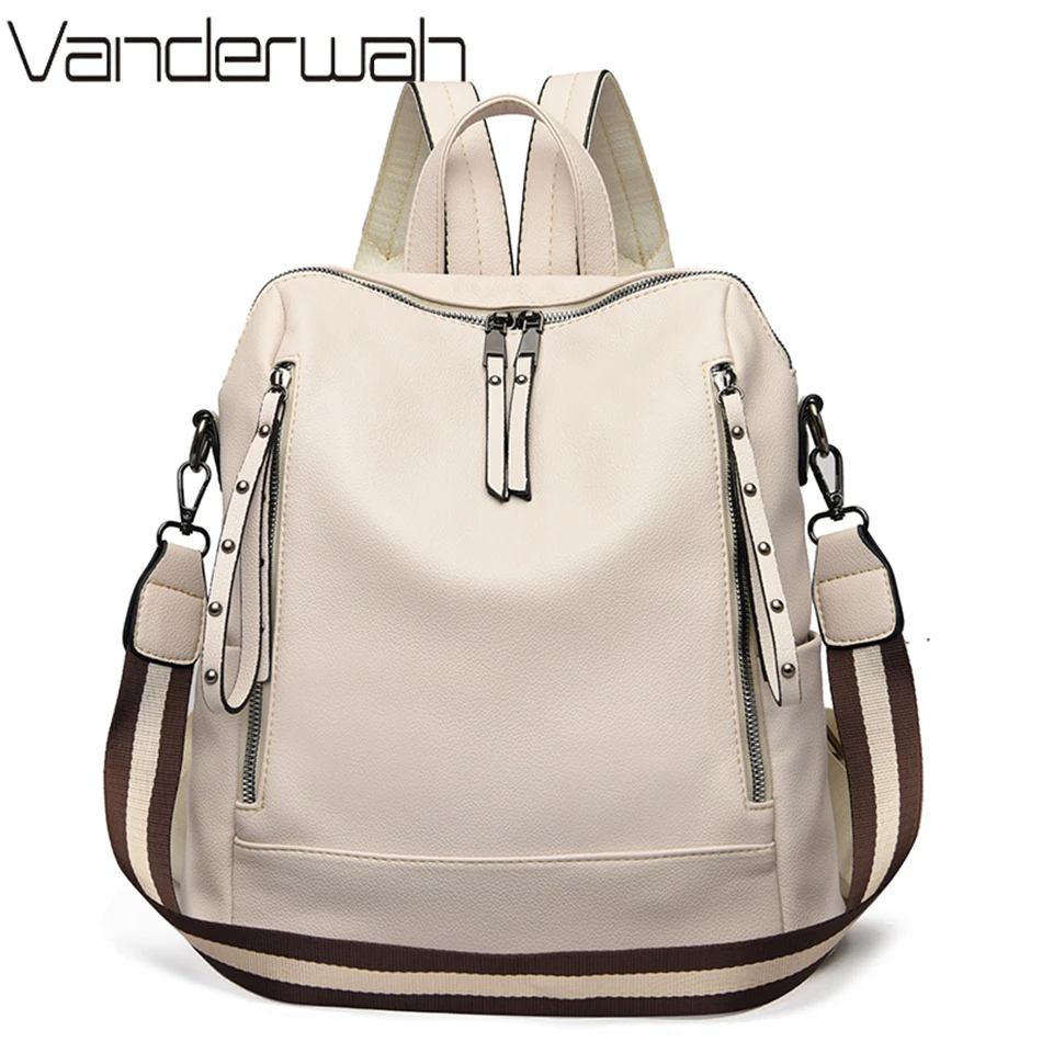 Luxury Bags Brand - ยี่ห้อกระเป๋าเป้สะพายหลังหนังนุ่มกันน้ำ Bagpack Preppy สไตล์นักเรียนกระเป๋า Mochila Feminina