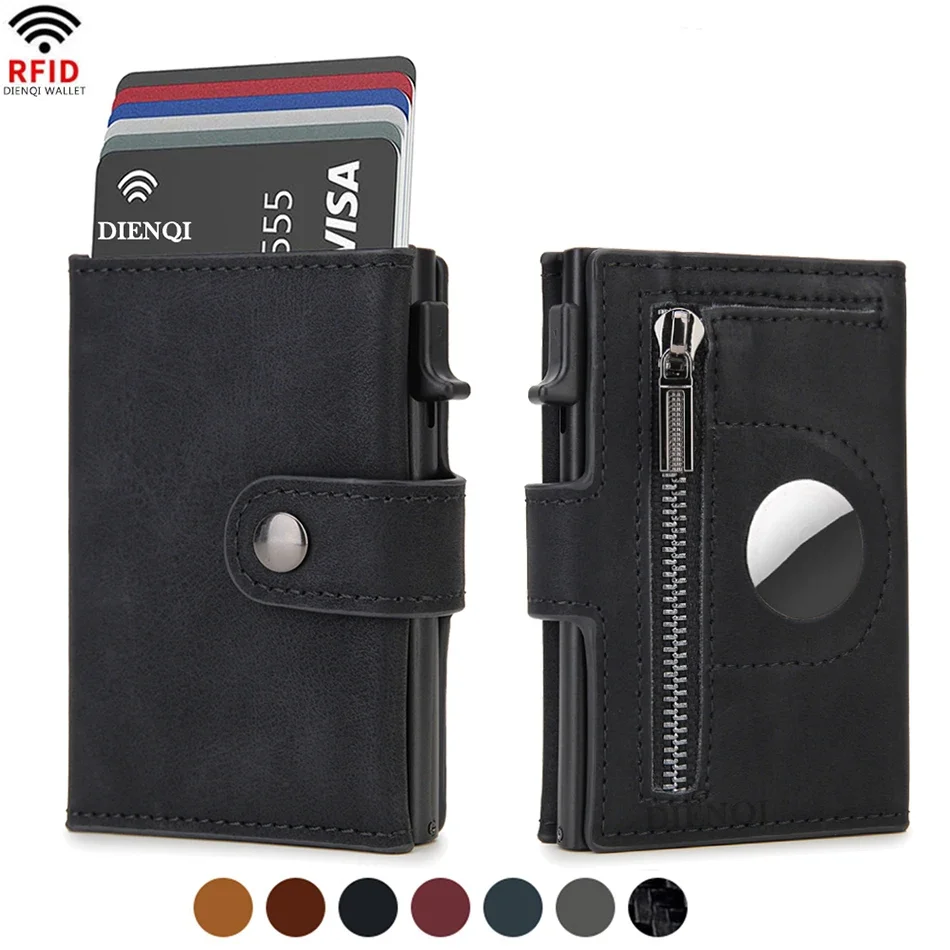 Luxury Bags Outlet - กระเป๋าสตางค์หนัง RFID สำหรับผู้ชาย พร้อมช่องใส่บัตรเครดิตสุดหรู สำหรับใส่ AirTag