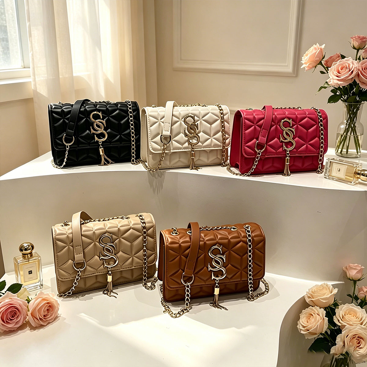 กระเป๋าสะพายไหล่ทรงสี่เหลี่ยมเ - Luxury Quilted Bags บทวิจารณ์และราคา