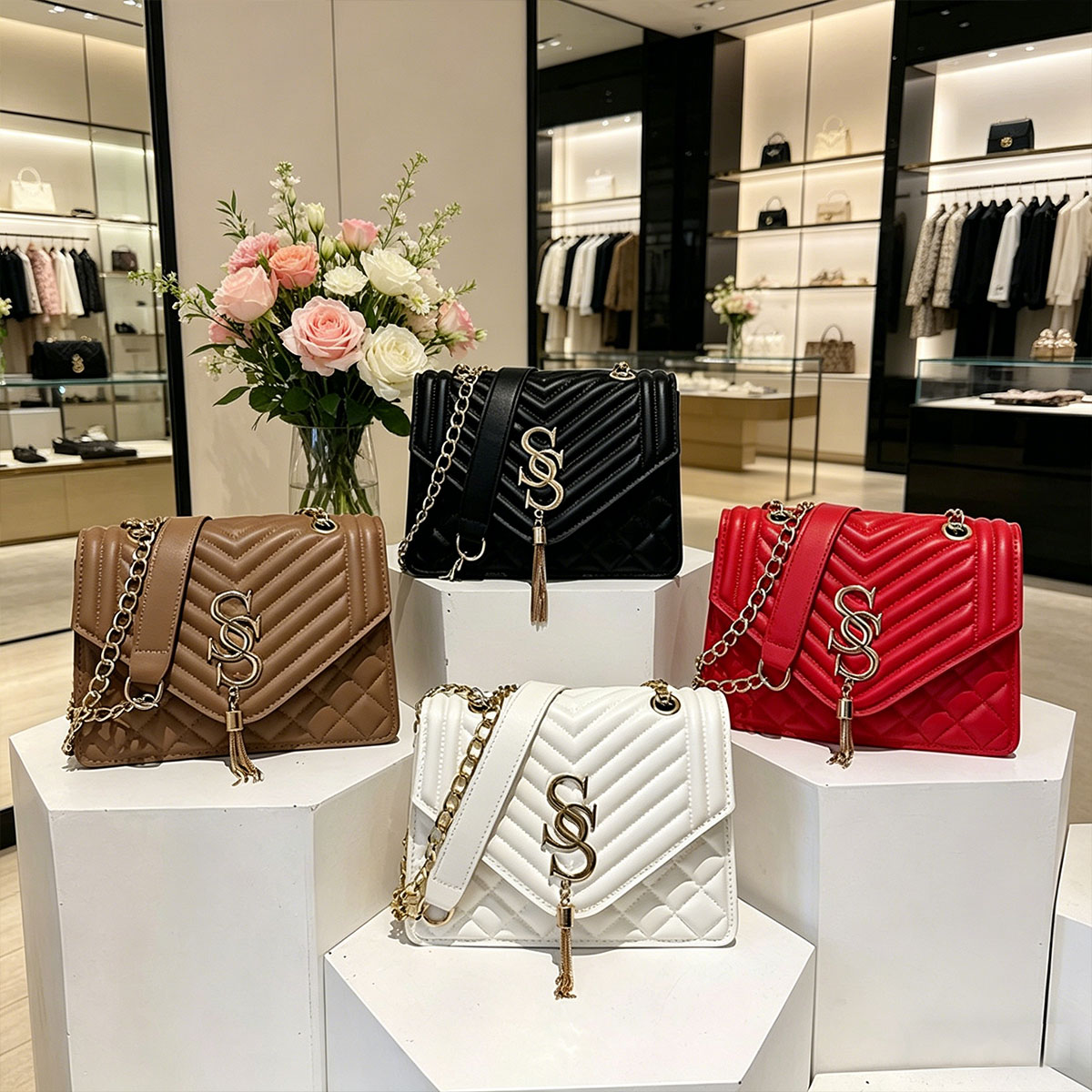 กระเป๋าสะพายไหล่ทรงสี่เหลี่ยมเ - Luxury Quilted Bags บทวิจารณ์และราคา
